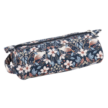 Blossom Birds Crochet Case, closed, showing bird print design and handle