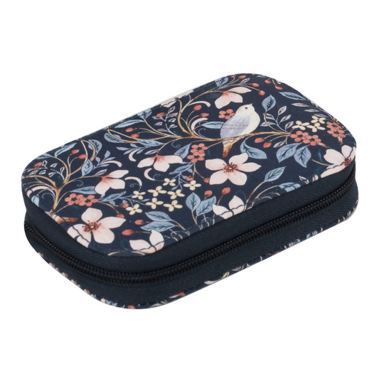 Blossom Birds Sewing Kit Zip Case, closed, showing bird print design