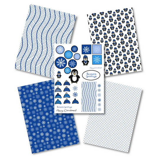 Della By Design Patterned Papers - Blue Bobble Hats