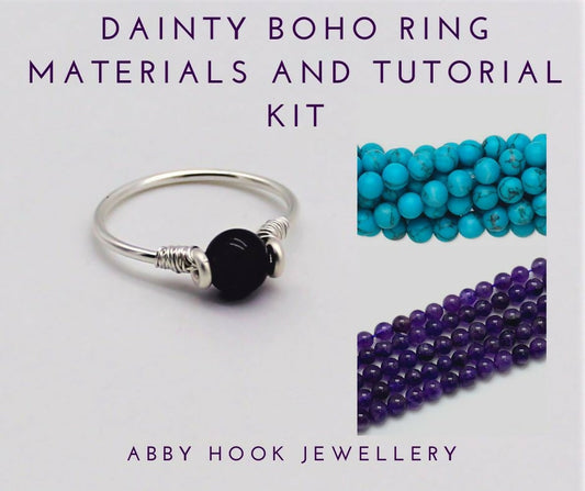 Dainty Boho Ring Materials and Tutorial Kit - Wire Ring Jewellery Kit
