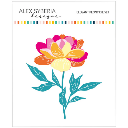Colorful flower design with 'Alex Syberia Designs' branding on a white background