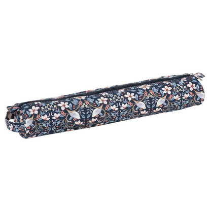 Extra Large Blossom Birds Knitting Pin Case, closed, showing bird print design and handle