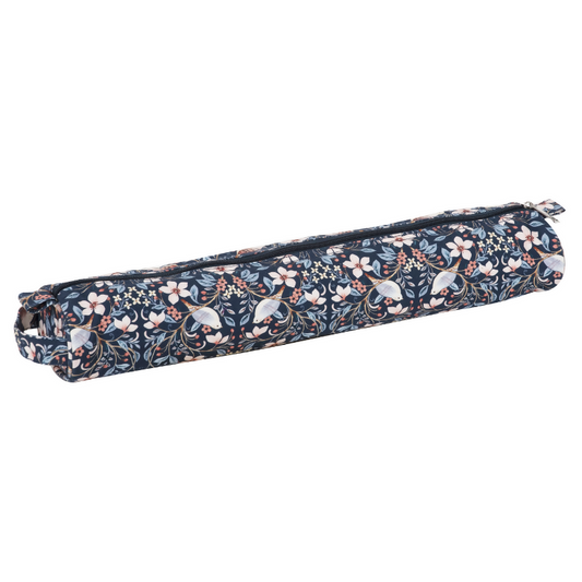 Extra Large Blossom Birds Knitting Pin Case, closed, showing bird print design and handle