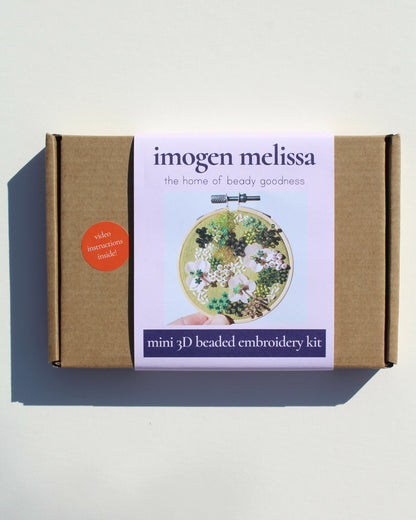 imogen melissa mini 3D beaded embroidery kit packaging on a white background