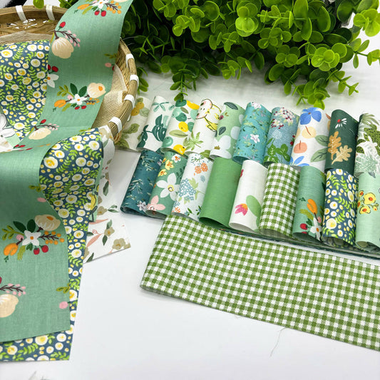 Pre-Cut Green Printed Jelly Rolls Strips