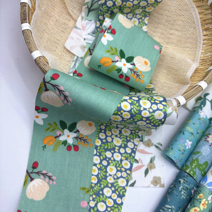 Pre-Cut Green Printed Jelly Rolls Strips