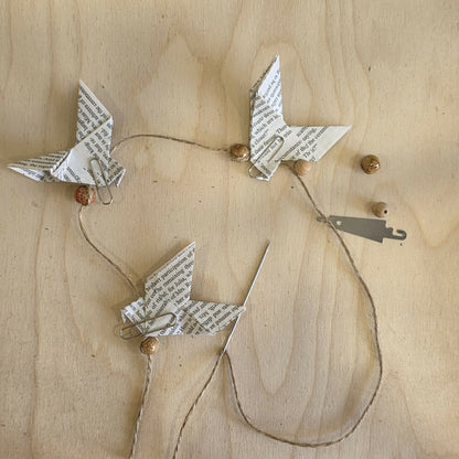 Kit to make 6 hanging origami doves, easy to fold