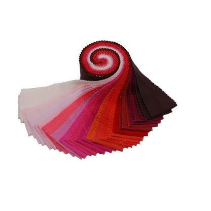Color swatch with a spiral pattern transitioning through various shades of red and brown on a white background.