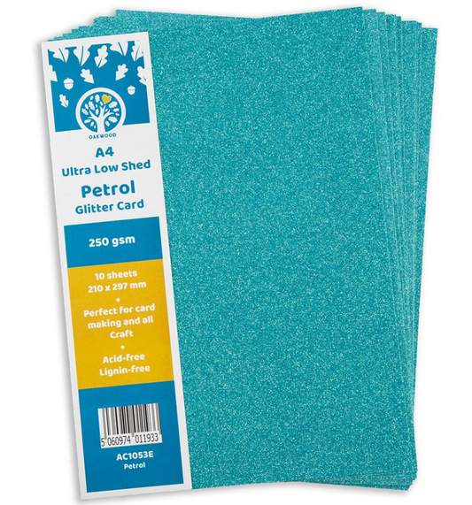 Oakwood A4 Low Shed Petrol Glitter Card- Pack of 10