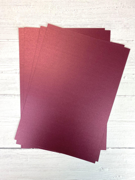 Oakwood A4 Single Sided Burgundy Pearl Card- Pack of 10