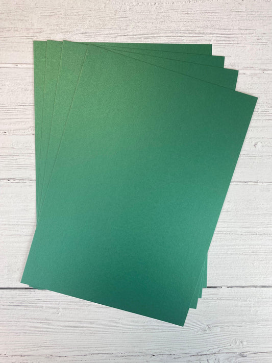 Oakwood A4 Single Sided Christmas Green Pearl Card- Pack of 10