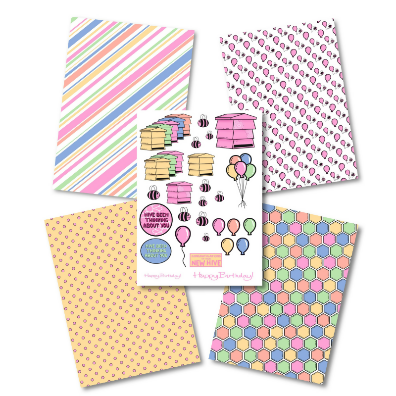 Della by Design Patterned Papers - Pastel Hive