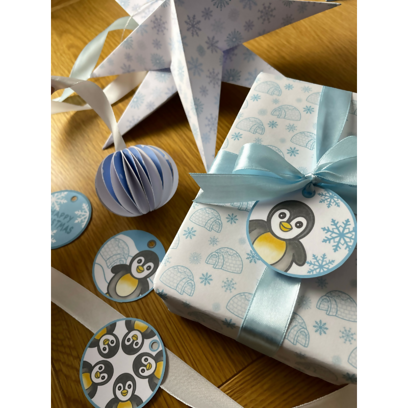 Della by Design Patterned Papers - Penguin Gift Tags on presents