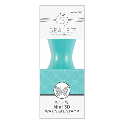 Sealed by Spellbinders butterfly mini 3D wax seal stamp packaging on a white background