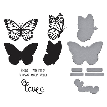 Butterfly cutouts in various sizes with text on a white background