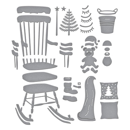Spellbinders Christmas Rocking Chair Etched Dies from the Country Christmas Collection by Annie Williams