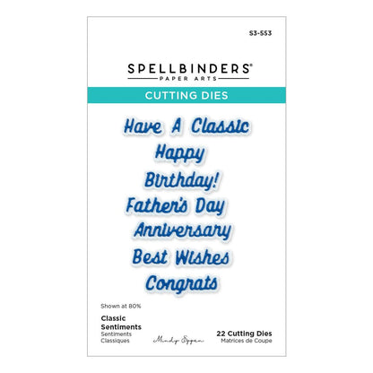 Spellbinders Classic Sentiments Etched Dies from the Classic Road Legends Collection by Mindy Eggen