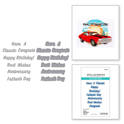 Spellbinders Classic Sentiments Etched Dies from the Classic Road Legends Collection by Mindy Eggen
