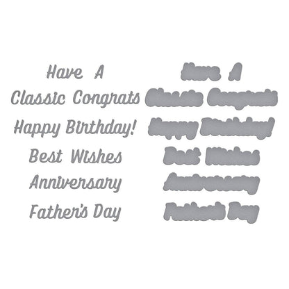 Spellbinders Classic Sentiments Etched Dies from the Classic Road Legends Collection by Mindy Eggen