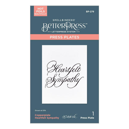 Spellbinders Copperplate Heartfelt Sympathy BetterPress Plate from the Copperplate Happy Everything Sentiments Collection by Paul Antonio
