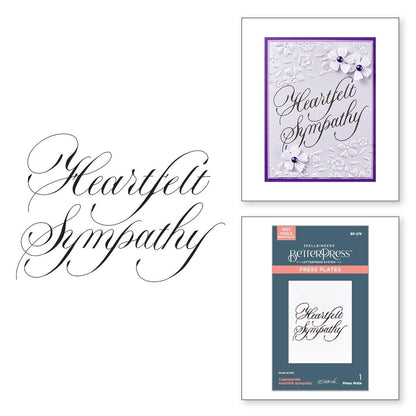 Heartfelt Sympathy card and press plate packaging on a white background