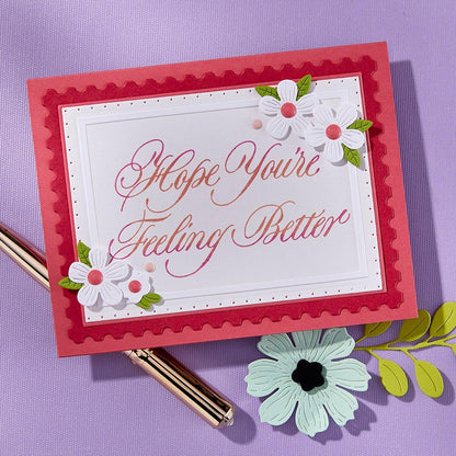 Greeting card with 'Hope You're Feeling Better' text on a purple background