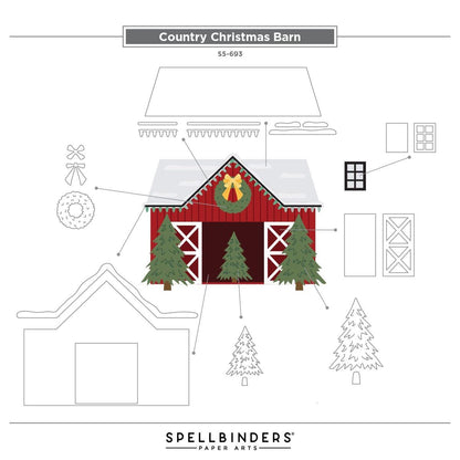 Spellbinders Country Christmas Barn Etched Dies from the Country Christmas Collection by Annie Williams