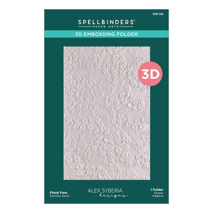 A detailed photo of the Spellbinders Floral Fans 3D Embossing Folder, a paper crafting tool with a floral fan pattern.