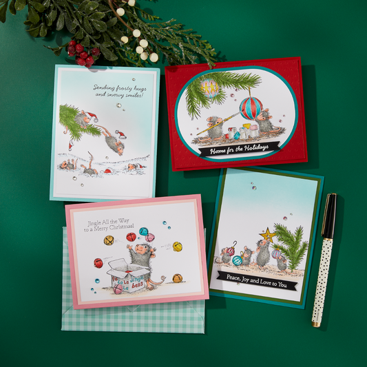 A finished Christmas card with a professional, stamped design made with the Tree-Mendous Christmas Collector Bundle.