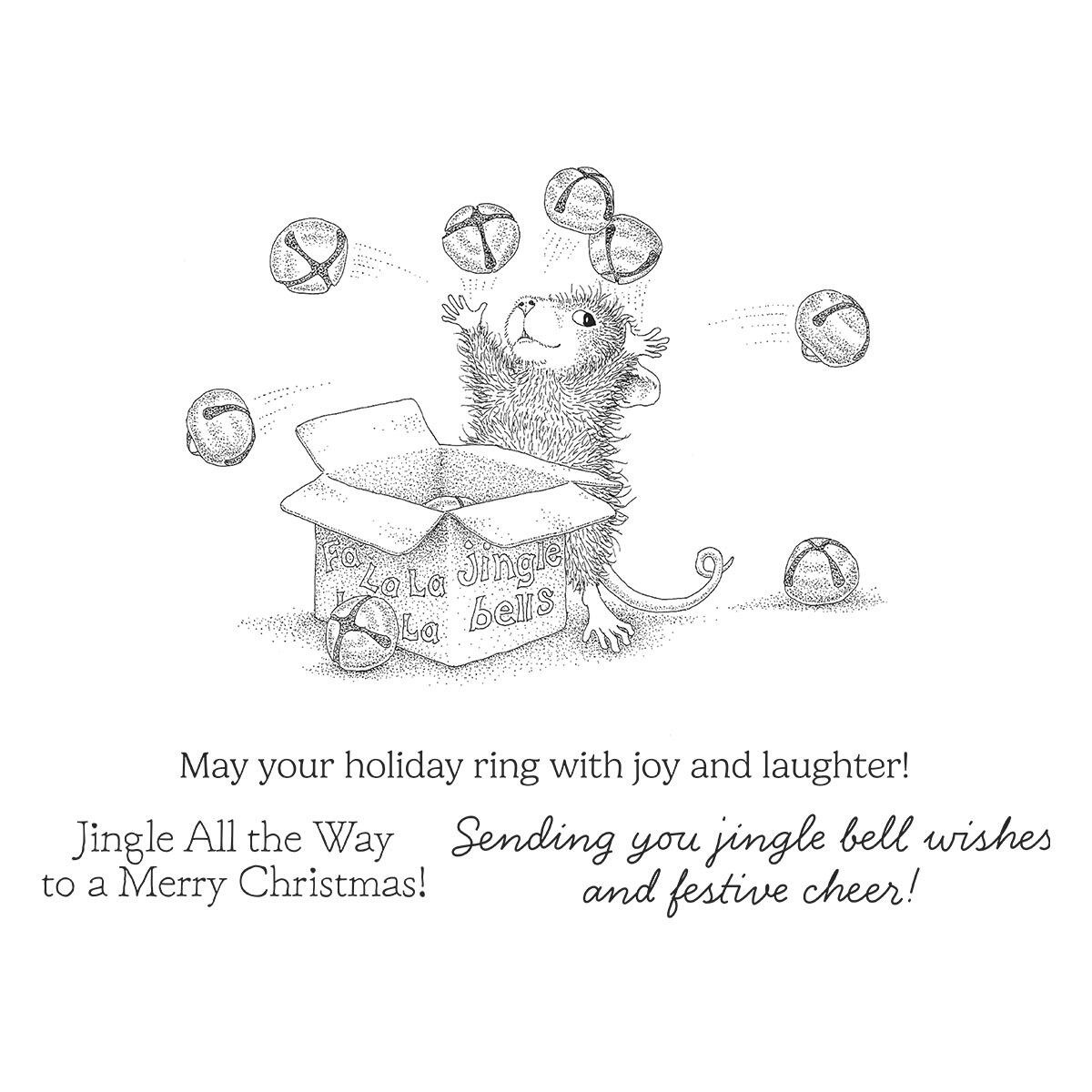 A clear image of the Spellbinders Jingle Bell Wishes Cling Rubber Stamp Set.