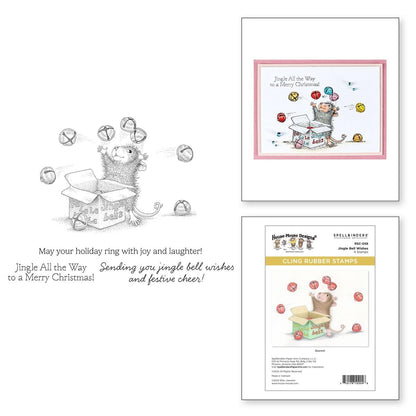 Spellbinders Jingle Bell Wishes Cling Rubber Stamp Set from the House-Mouse Tree-mendous Christmas Collection