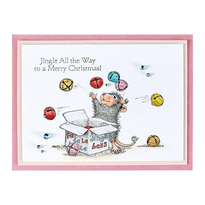 Spellbinders Jingle Bell Wishes Cling Rubber Stamp Set from the House-Mouse Tree-mendous Christmas Collection