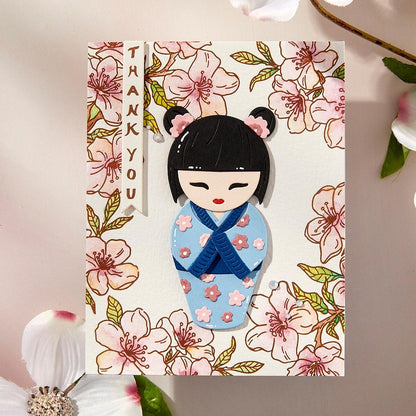 Spellbinders Kokeshi Dolls Etched Dies from the Spring in Kyoto Collection by Alex Syberia Designs
