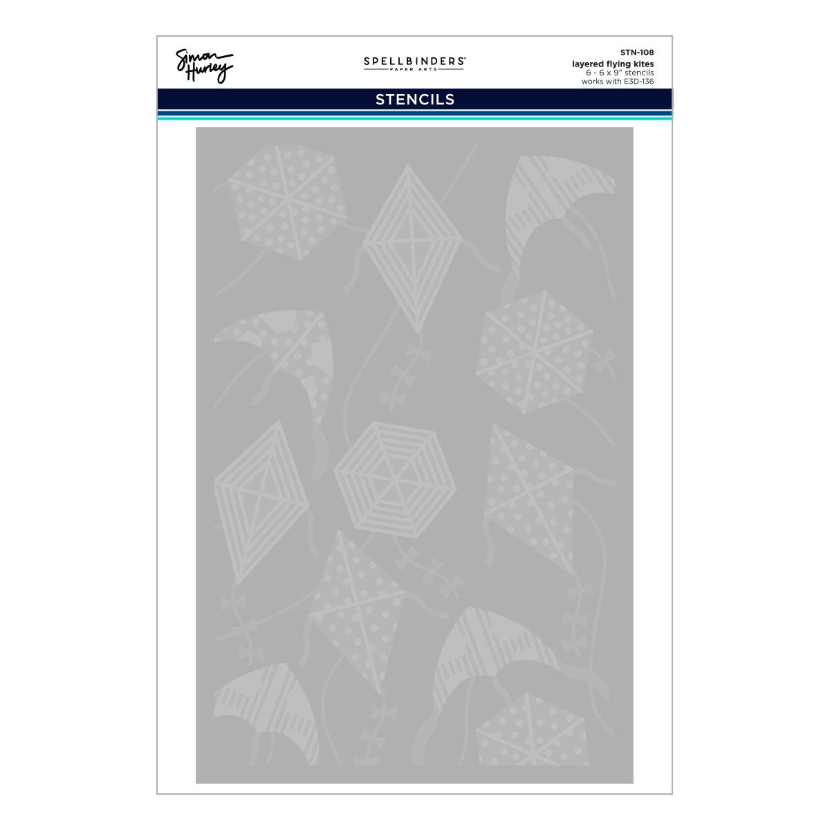 Spellbinders Layered Flying Kites Stencil from the Sky's the Limit Collection by Simon Hurley
