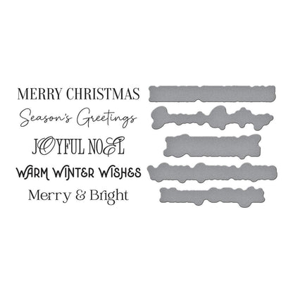 Set of Christmas-themed phrases and decorative elements on a white background
