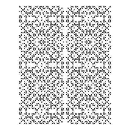Black geometric pattern on a white background