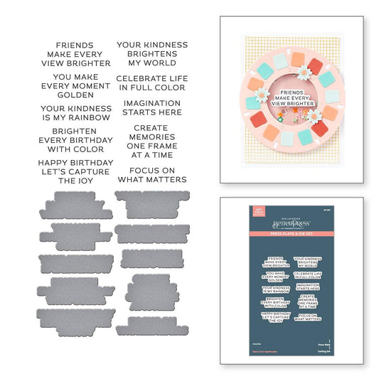 Spellbinders Reel Colour Sentiments BetterPress Plate & Die Set from the Take Note Collection