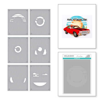 Spellbinders Scenic Drive Stencil from the Classic Road Legends Collection by Mindy Eggen