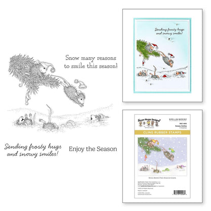 Spellbinders Snowy Smiles Cling Rubber Stamp Set from the House-Mouse Tree-mendous Christmas Collection