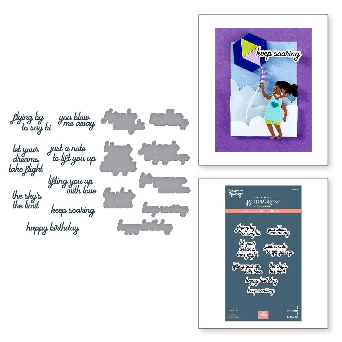 Spellbinders Soaring Sentiments Press Plate & Die Set from the Sky's the Limit Collection by Simon Hurley