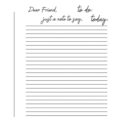 Notebook page with lined paper and decorative text at the top