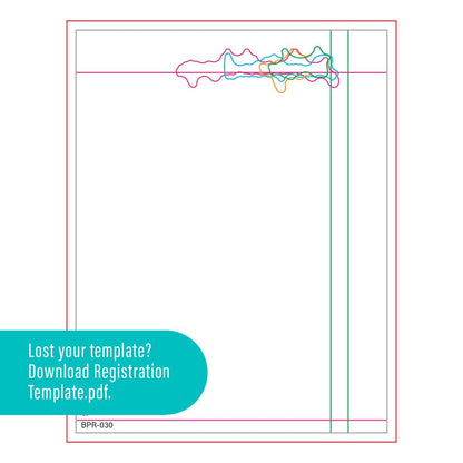 Registration template with colorful lines and text prompting to download a PDF.