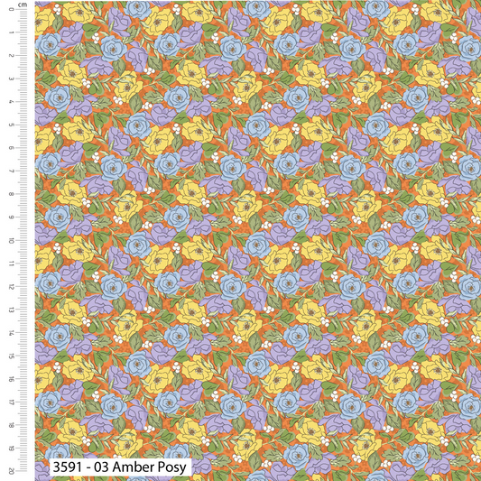 Floral pattern fabric with a ruler on the side