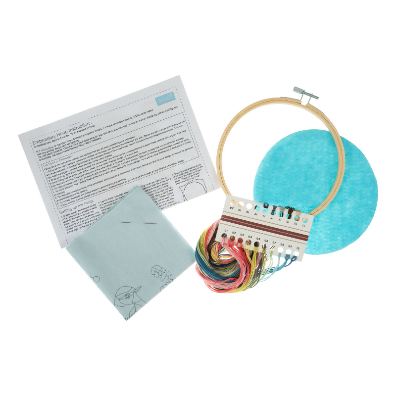 Trimits Bird Blossom Embroidery Hoop Kit Cotents