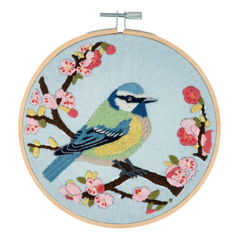 Trimits Bird Blossom Embroidery Hoop Kit Completed