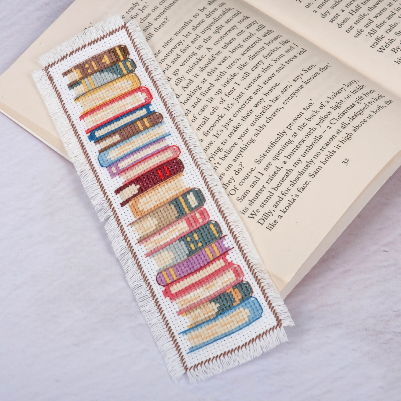 Trimits Books Cross Stitch Bookmark Kit On A Book