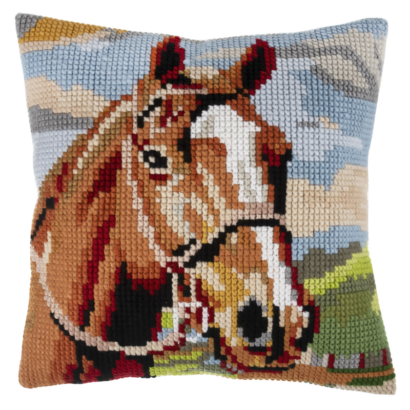 Trimits Cushion Brown Horse Cross Stitch Kit Completed