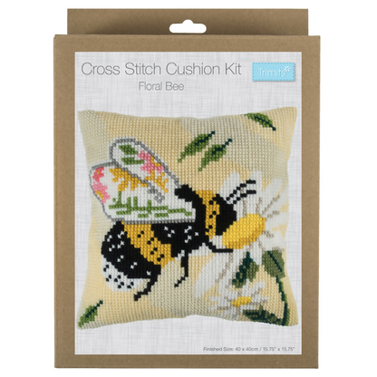 Trimits Cushion Floral Bee Cross Stitch Kit