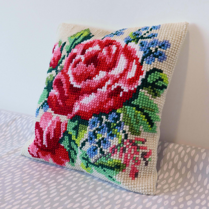 Trimits Cushion Floral Bloom Cross Stitch Kit Completed