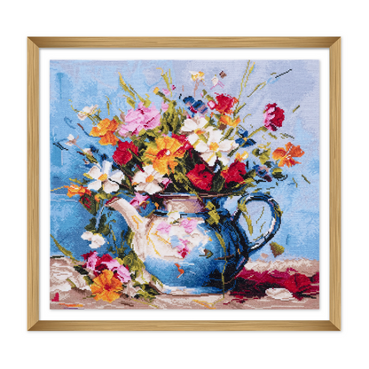 Trimits Extra Large Wild Flowers Cross Stitch Kit Framed